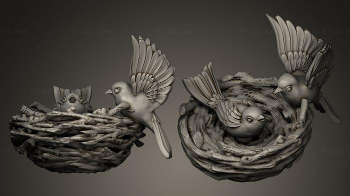 Bird figurines (Birds In The Nest, STKB_0005) 3D models for cnc